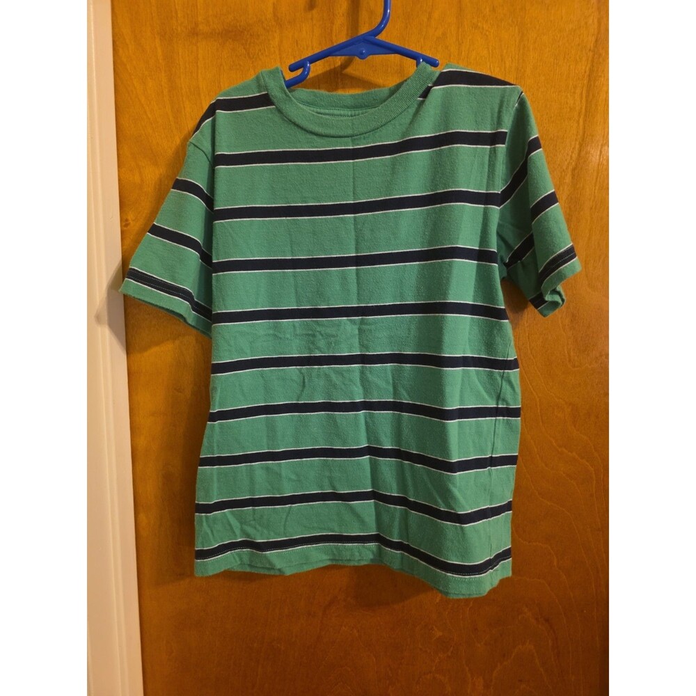 Gap Kids Boys Green/Navy Striped short Sleeve Pull Over Shirt Size S (6-7)